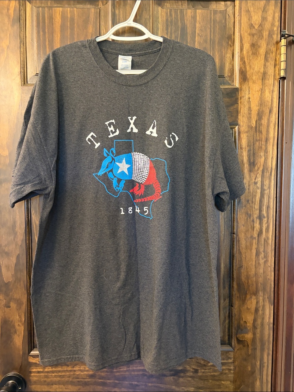 Port and Company Charcoal Texas Armadillo Graphic Tee - Blue, Red, White